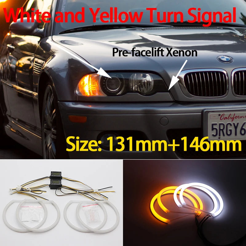 Hvite LED Angel Eyes Halo Angel Demon Eyes Kit angel eyes light for BMW 3 series E46 sedan touring wagon coupe compact 1998-2005