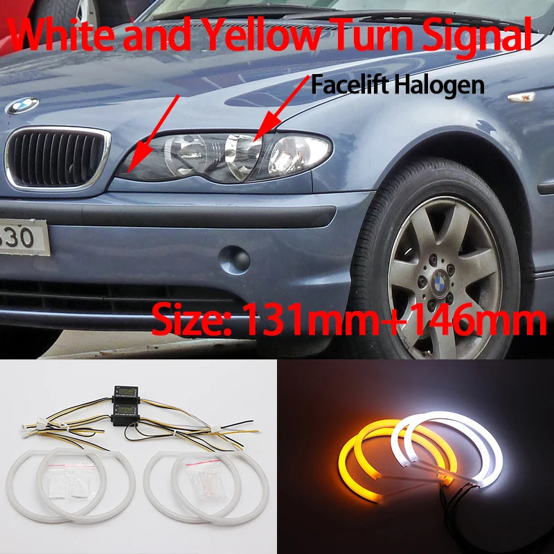 Hvite LED Angel Eyes Halo Angel Demon Eyes Kit angel eyes light for BMW 3 series E46 sedan touring wagon coupe compact 1998-2005