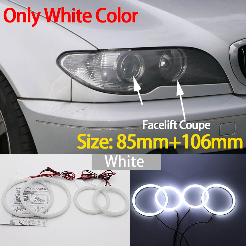 Hvite LED Angel Eyes Halo Angel Demon Eyes Kit angel eyes light for BMW 3 series E46 sedan touring wagon coupe compact 1998-2005