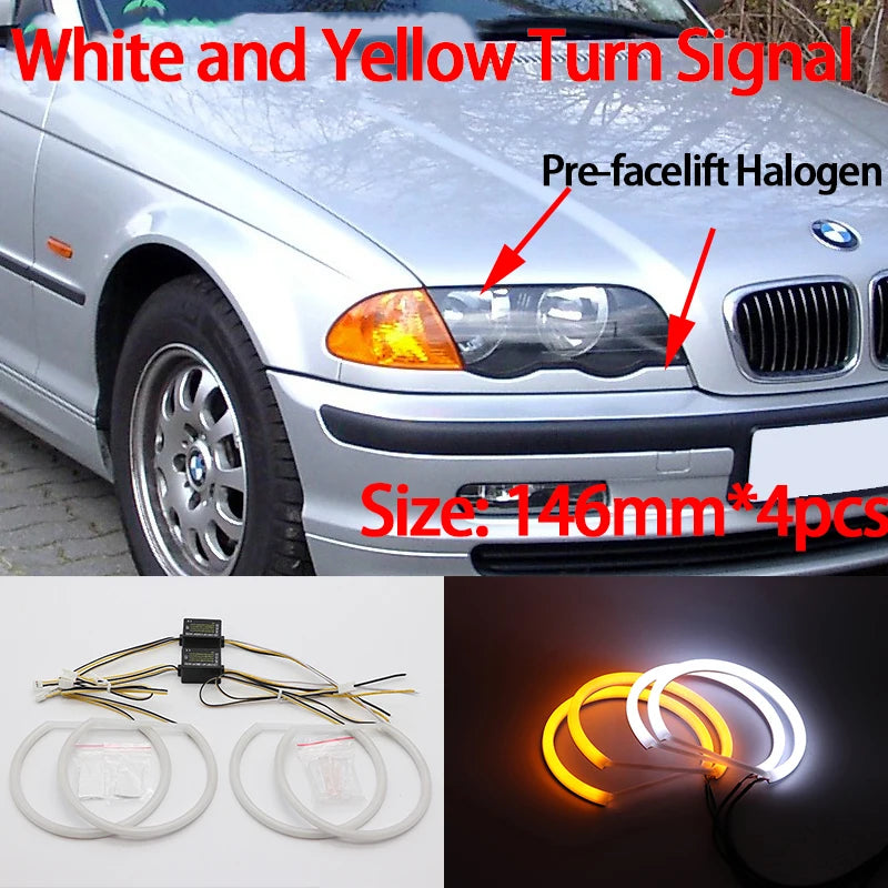 Hvite LED Angel Eyes Halo Angel Demon Eyes Kit angel eyes light for BMW 3 series E46 sedan touring wagon coupe compact 1998-2005