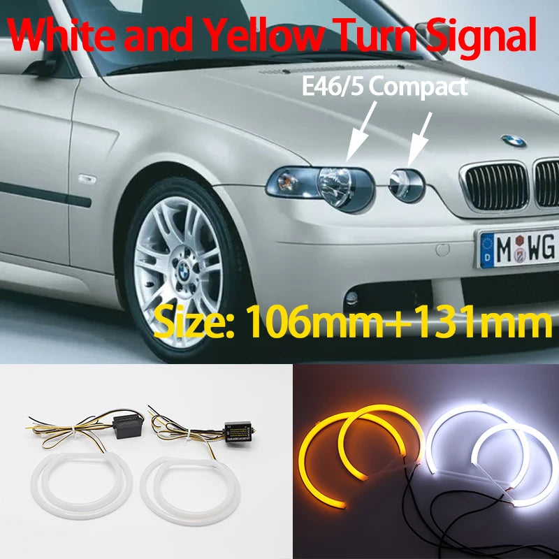 Hvite LED Angel Eyes Halo Angel Demon Eyes Kit angel eyes light for BMW 3 series E46 sedan touring wagon coupe compact 1998-2005